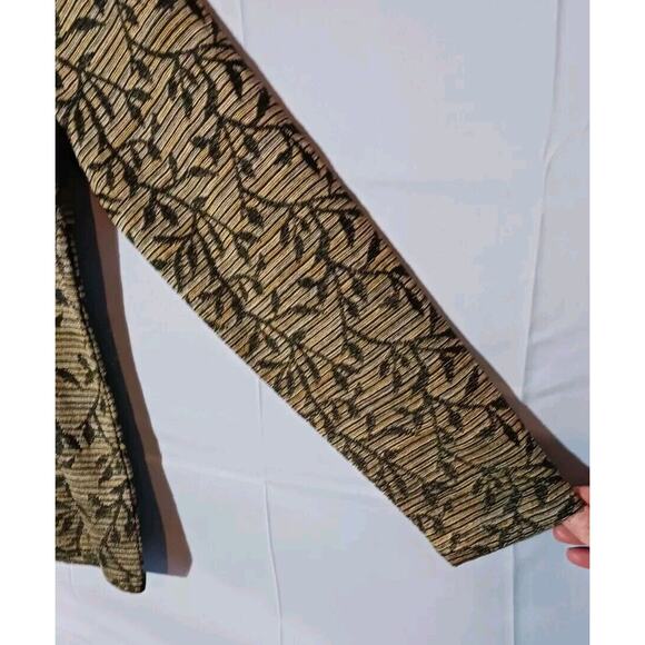 Jones New York Collection Women's PM Long Sleeve Striped Leaf Print Top Green - Picture 4 of 7